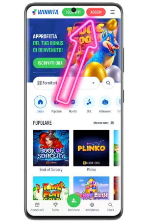 Homepage del Winnita casino